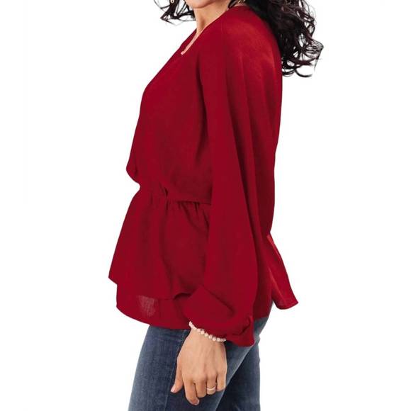NEW ANDREE BY UNIT catch me there blouse in burgundy - Picture 2 of 4